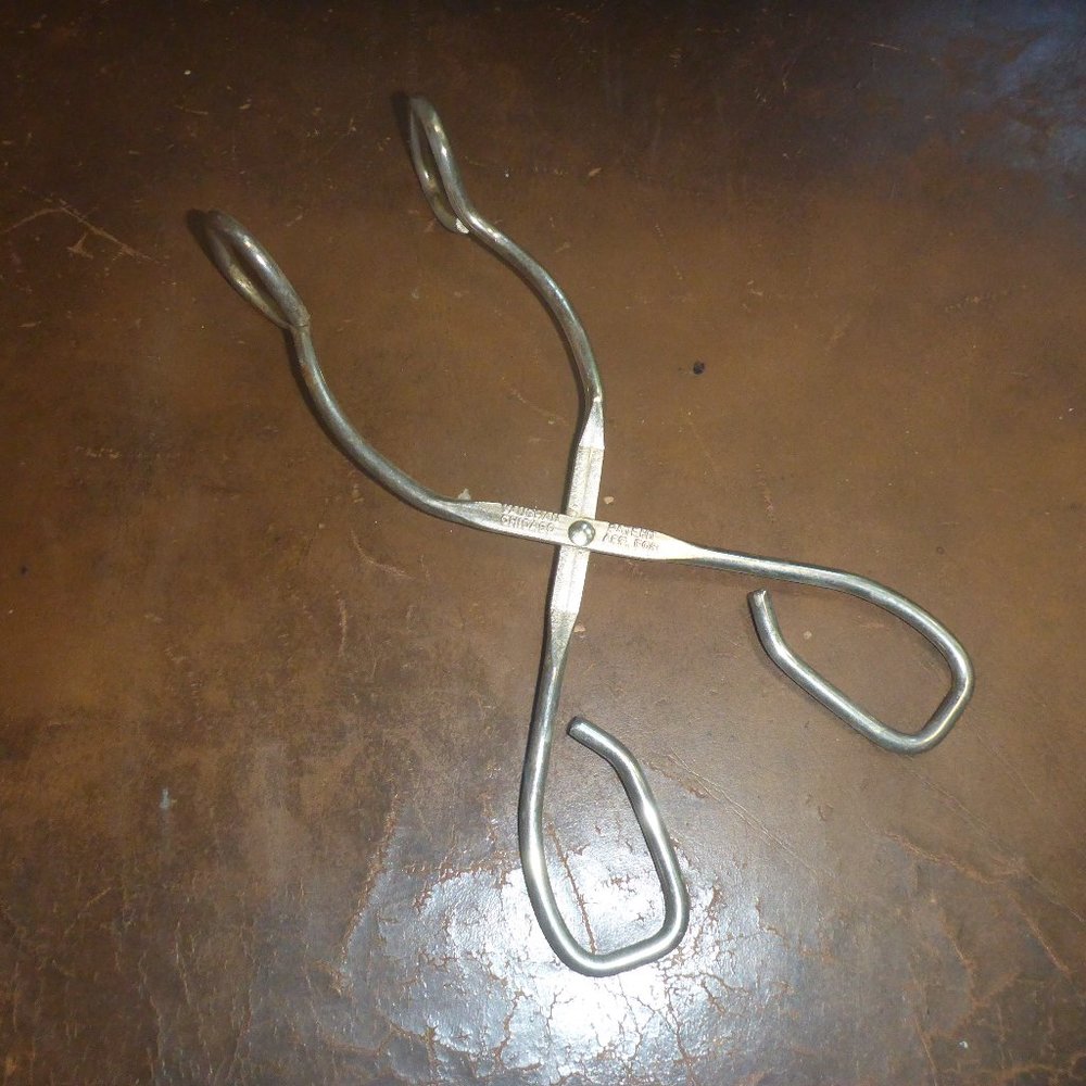 Vintage Vaughan Chicago Tongs with Teeth 7 3/4" Stainless Kitchen Tool